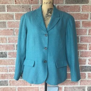 Coldwater Creek Teal Herringbone Blazer Size P14